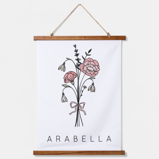 Wildblume Bridesmaid Wandteppich Mit Holzrahmen (Vorderseite)