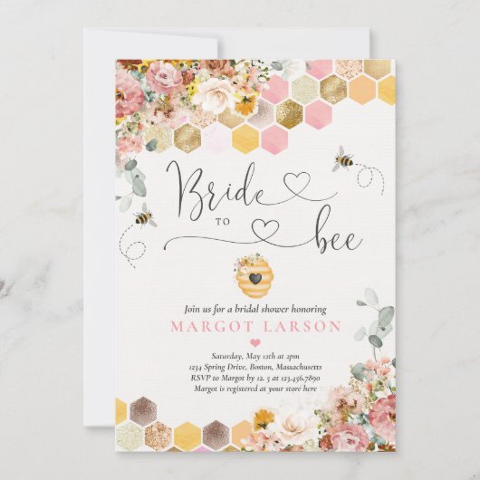 Wildblume Brie to Bee Brautparty Einladung (Vorderseite)