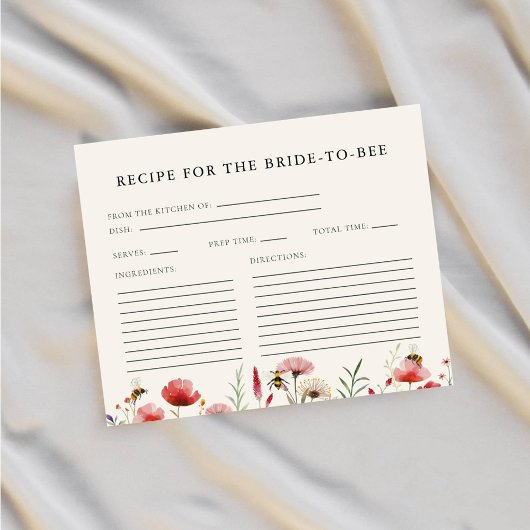 Wildblume Brie to bee Brautparty Recipe Cards