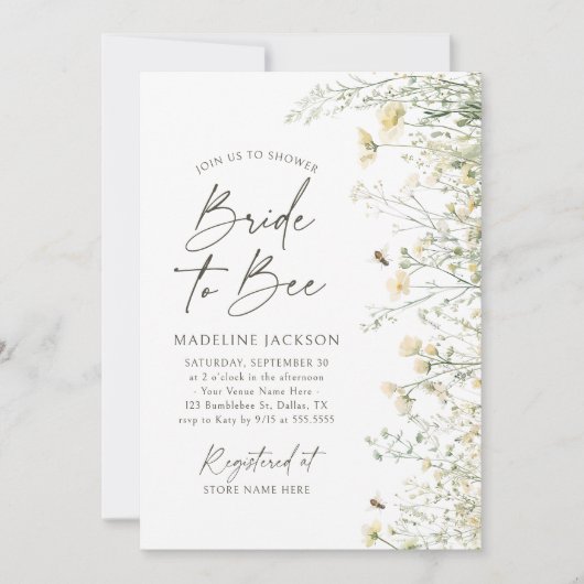 Wildblume-Brille-Brautparty Einladung (Vorderseite)