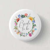 Wildblume Brito Be Script Wedding Button (Vorderseite)