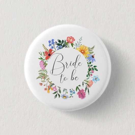 Wildblume Brito Be Script Wedding Button (Vorderseite)