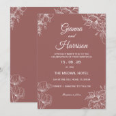 Wildblume Brown Clear Wedding Einladung (Vorne/Hinten)