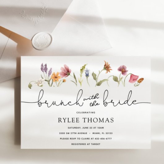 Wildblume Brunch mit Brautdusche Einladung