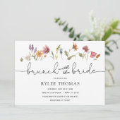 Wildblume Brunch mit Brautdusche Einladung (Stehend Vorderseite)