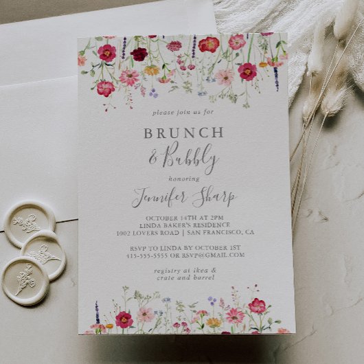 Wildblume Brunch und Bubbly Brautparty Einladung