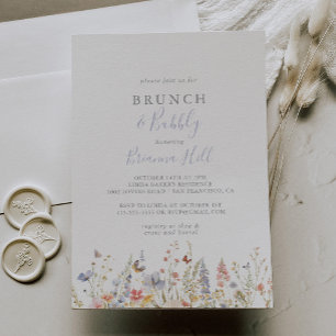 Wildblume Brunch und Bubbly Brautparty Einladung