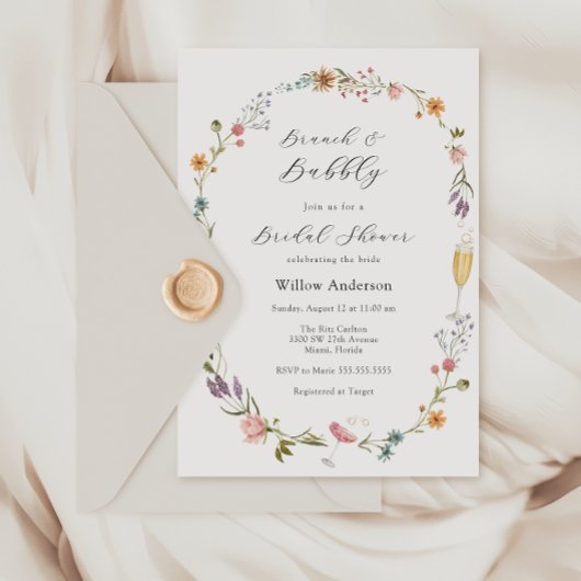 Wildblume Brunch und Bubbly Brautparty Invita Einladung