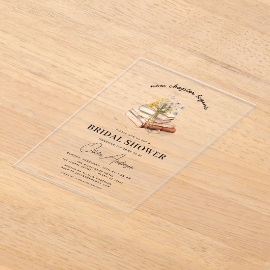 Wildblume Buch Neues Kapitel Beginnt Brautparty Acryleinladungen (Ablage )