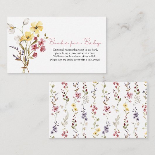 Wildblume-Bücher für Babydusche Begleitkarte (Vorne/Hinten)
