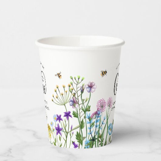 Wildblume & BumbleBee 1. Geburtstag Pappbecher (Links)