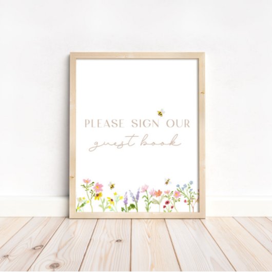 Wildblume Bumblebee Floral Guest Book Sign Poster