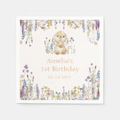 Wildblume Bunny Birthday Paper Napkin Serviette (Vorderseite)