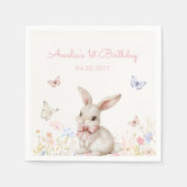 Wildblume Bunny Birthday Paper Napkin Serviette (Vorderseite)