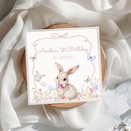 Wildblume Bunny Birthday Paper Napkin Serviette