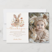 Wildblume Bunny Girl Geburtstag Foto Dankeskarte (Vorderseite)
