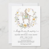 Wildblume Bunny & Lamb Ostern Brunch & Eierjagd Einladung (Vorderseite)