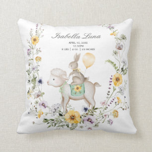Wildblume Bunny & Lamb Wreath Neugeborene Ostern G Kissen