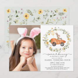 Wildblume Bunny Rabbit Ostergeburt Foto Einladung