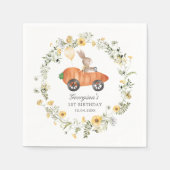Wildblume Bunny Rabbit Riding Carrot Auto Party Serviette (Vorderseite)