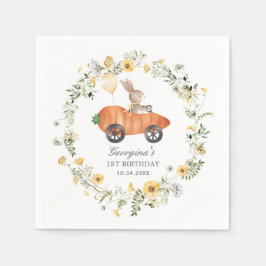 Wildblume Bunny Rabbit Riding Carrot Auto Party Serviette