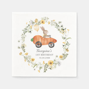 Wildblume Bunny Rabbit Riding Carrot Auto Party Serviette