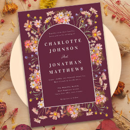 Wildblume Burgundy Burnt Orange Hochzeit im Herbst Einladung