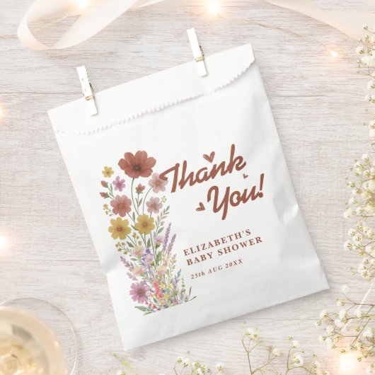 Wildblume Burnt Orange Babydusche Vielen Dank Geschenktütchen (Ausgeschnitten)