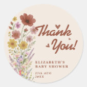 Wildblume Burnt Orange Babydusche Vielen Dank Runder Aufkleber (Vorderseite)