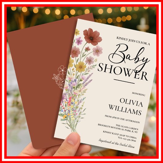 Wildblume Burnt Orange Boho Babydusche Einladung