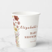 Wildblume Burnt Orange Floral Boho Babydusche Pappbecher (Vorderseite)