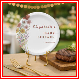 Wildblume Burnt Orange Floral Boho Babydusche Pappteller