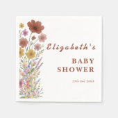 Wildblume Burnt Orange Floral Boho Babydusche Serviette (Vorderseite)