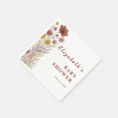 Wildblume Burnt Orange Floral Boho Babydusche Serviette (Ecke)