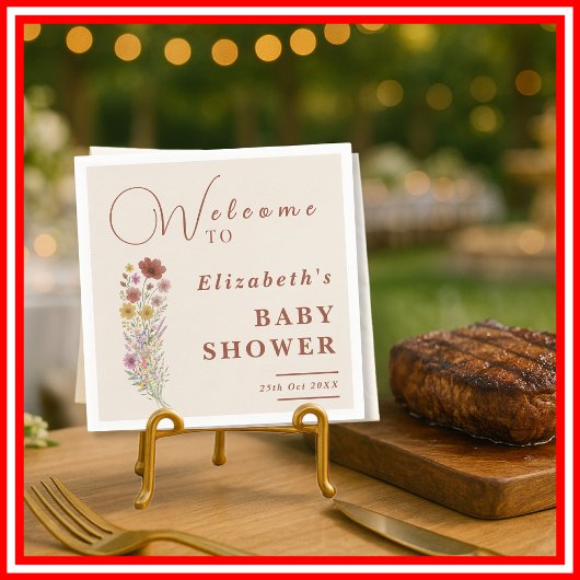 Wildblume Burnt Orange Floral Boho Babydusche Serviette