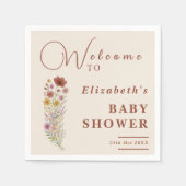 Wildblume Burnt Orange Floral Boho Babydusche Serviette (Vorderseite)