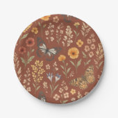 Wildblume Burnt Orange Floral Boho Pappteller (Vorderseite)