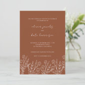Wildblume Burnt Orange Front & Back Wedding Einladung (Stehend Vorderseite)