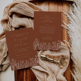Wildblume Burnt Orange Front & Back Wedding Einladung
