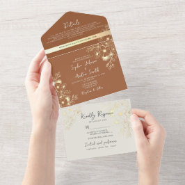 Wildblume Burnt Orange Wedding All In One Einladung