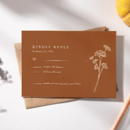 Wildblume Burnt Orange Wedding RSVP Card Karte