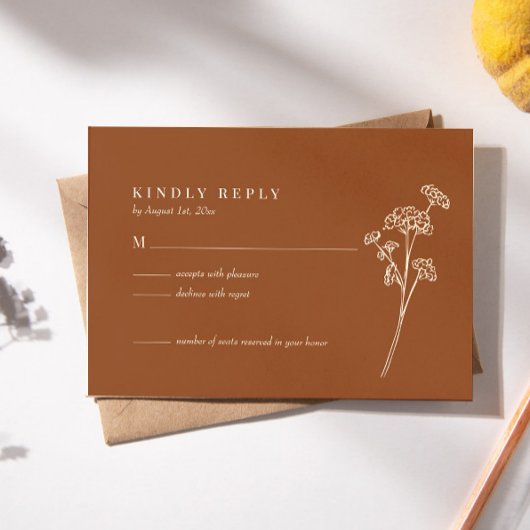 Wildblume Burnt Orange Wedding RSVP Card Karte