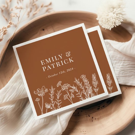 Wildblume Burnt Orange Wedding Serviette