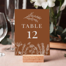 Wildblume Burnt Orange Wedding Tischnummer