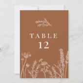 Wildblume Burnt Orange Wedding Tischnummer (Vorderseite)