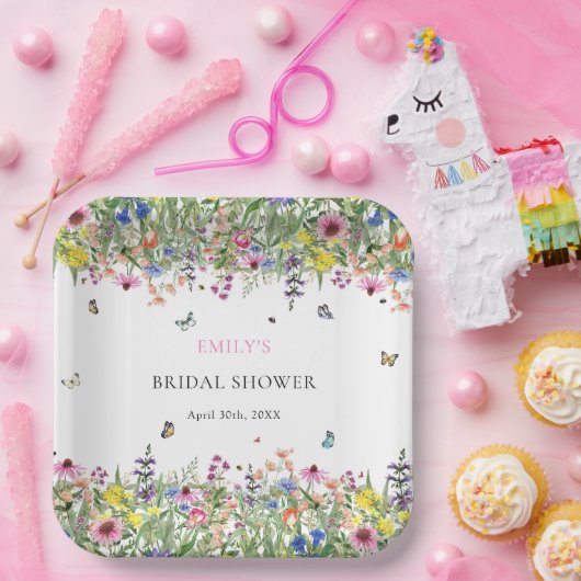 Wildblume Butterfells Blumenstrauß Brautparty Pappteller (Party)