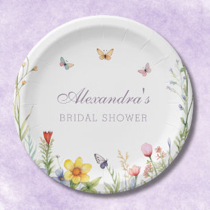 Wildblume Butterflies Boho Floral Brautparty Pappteller