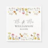 Wildblume Butterflies Boho & Mrs. Wedding Serviette (Vorderseite)