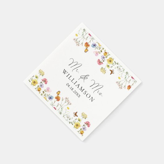 Wildblume Butterflies Boho & Mrs. Wedding Serviette (Ecke)
