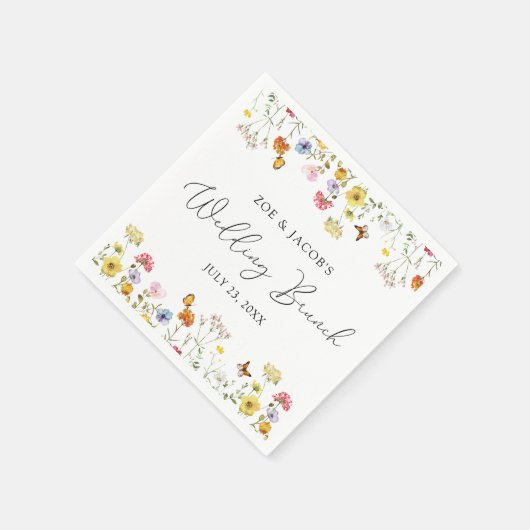 Wildblume Butterflies Boho Wedding Brunch Serviette (Ecke)